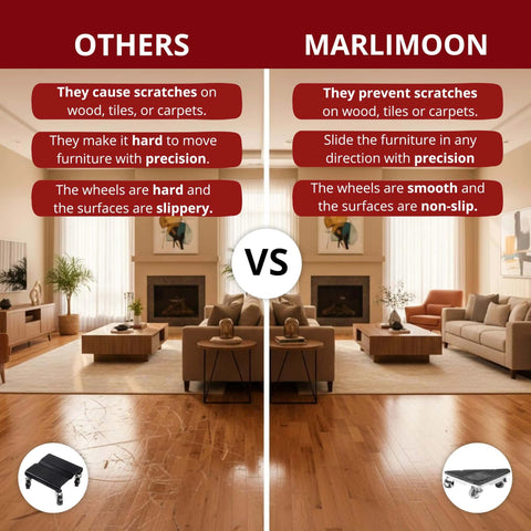 Comparison of furniture movers highlighting benefits of Heavy Duty Furniture Dolly Set with Lifter, 360° Rotating Rollers
