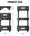 ✝️ Furniture Dolly with 6 Swivel Casters, Expandable Moving Dolly, 24in-12in Furniture Movers with Wheels, Flat Dollies Brake Wheels, Max 800LBS Capacity, 1 Pack, showing dimensions and expansion range