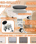 Diagram showing details of Furniture Dolly, Heavy-Duty Movers with non-slip pad, TPR wheels, and storage bag for 1200LBS, suitable for various surfaces.