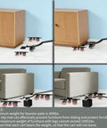 360 Degree Rotatable And Lockable Furniture Dolly With Five Wheels Rubber Silent Sliders under wooden cabinet and sofa.