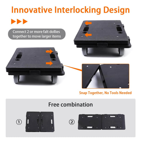 ✝️ Furniture Dolly,Furniture Movers Dollys with Wheels,16in-11in 500lbs Capacity,interlocking design for easier transportation.