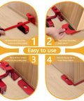 Four-step guide using Heavy Duty Furniture Lifter And Dolly Set With Wheels For Pallets 1322 Lbs Load Capacity Adjustable Appliance Rollers For Table Refrigerator Cabinet Yellow to move furniture.