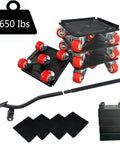 Furniture Dolly Movers, 5 Wheels, Max Capacity 1650Ib Red, Furniture Sliders Lifters Tool Set, 1-pack, smooth motion, stable alignment.