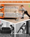✝️ Furniture Dolly,Heavy-Duty Furniture Movers with Removable Center Pad, demonstrates moving ease with child pushing couch