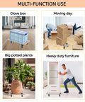Heavy duty real wood furniture dolly set of 2 with 4 wheels, moving day boxes and glove box, multi-function use collage