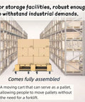 Heavy duty real wood furniture dolly set of 2 with 4 wheels in warehouse setting