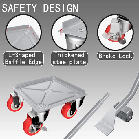 Furniture Dolly with 5 Wheels, Heavy Duty Carbon Steel Panel Furniture Movers features, brake lock, and safety design details