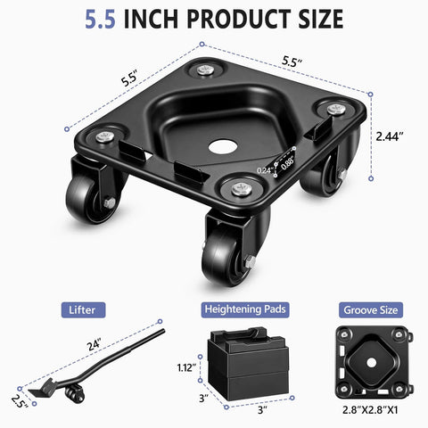 5.5 inch 1500 lb heavy duty furniture dolly with anti slip groove design, full carbon steel panel, 4 wheel movers, and lifter set.