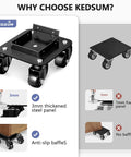✝️ 1500LBS Furniture Movers with Wheels, heavy-duty dolly set of 4, thickened steel panel, anti-slip baffles, close-up view