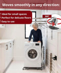 Heavy Duty Furniture Dolly Set with Lifter, 360° Rotating Rollers, woman moving washing machine in laundry room
