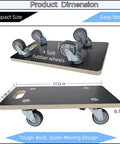 Heavy duty wood furniture moving dolly set of 2 with 17.32 x 9.06 inch phenolic resin platform, 882 lb dynamic capacity, 4 rubber wheels.