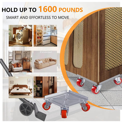 Furniture Dolly Sliders, Furniture Movers with 360° Rotation Wheels, Furniture Lifter Tool Set, Upgraded Carbon Steel, for heavy furniture