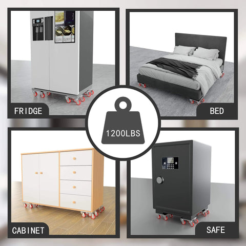 Furniture Dolly with 5 Wheels, Heavy Duty Carbon Steel Panel Furniture Movers under fridge, bed, cabinet, and safe.