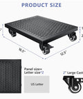 Heavy Duty Furniture Dolly 2000lbs Capacity, 4 Wheel Movers with Brakes, 16.5" x 12.5" steel platform, size diagram