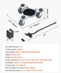 Furniture Dolly, 4 Pack 6-Inch Steel Tri-Dolly with 360° PP Swivel Wheels and Non-Slip Cap, 3 Wheels Furniture Lift Mover Tool Set specifications