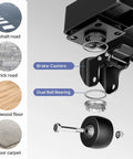 Assembly diagram of brake casters and dual ball bearing for Furniture Dolly with 6 Swivel Casters, Expandable Moving Dolly, 24in-12in.