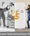 Comparison of a person manually moving furniture and using the Furniture Dolly Movers with 5 Wheels, Furniture Sliders Lifters Tool Set for Moving Heavy Duty.