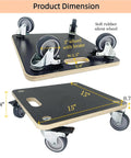 Heavy duty wood furniture moving dolly set of 2 with phenolic resin plywood platform, 4 soft rubber silent swivel wheels, non slip surface.