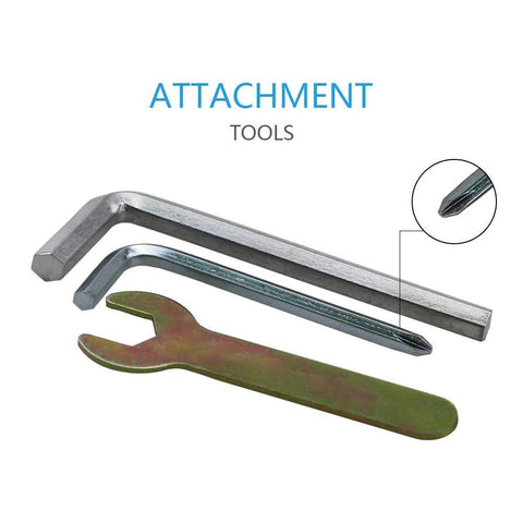 Attachment tools included in 150Pcs M6 Hardware Replacement Kit for baby crib and furniture, showing hex key and flat wrench.