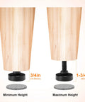 Beefy And Adjustable Furniture Levelers Three Eighths Inch UNC Thread Feet showing minimum and maximum height options for tables and chairs.