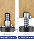 12 Pack Furniture Leveling Feet With T Nuts One Quarter Inch 20 UNC Thread Adjustable Levelers for height adjustment under furniture