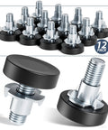12 Pack Furniture Leveling Feet With T Nuts One Quarter Inch 20 UNC Thread Adjustable Levelers for Tables Chairs MROCO