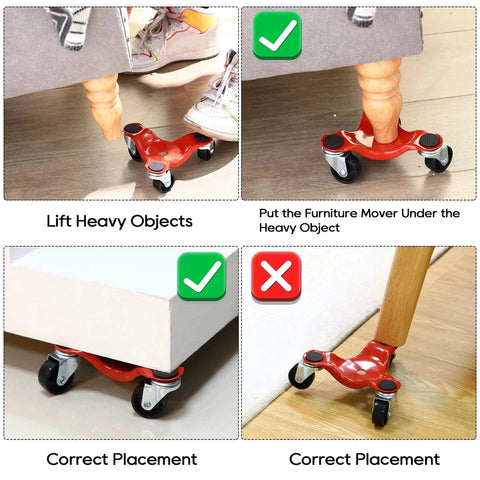 ✝️ 12 Pcs Furniture Mover Dolly 3 Wheels Dolly Steel Furniture Mover with Wheels 200 Lbs Load Capacity for Pool Table Home Office Warehouses setup instructions