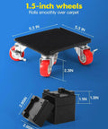 Diagram of 1200 lb heavy duty furniture movers with wheels and moving dolly set showing dimensions and wheel size