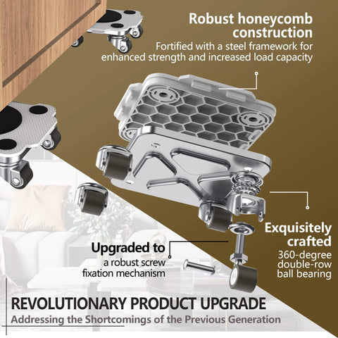 ✝️ Furniture Mover Pro Set - Enhanced Dolly and Lifter with Custom TPE Wheels for Easy Furniture Lifting and Moving focus on construction