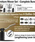 Furniture Mover Pro Set - Enhanced Dolly and Lifter with Custom TPE Wheels for Easy Furniture Lifting and Moving-Lifter and Dollies