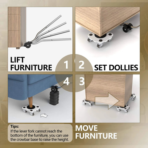 Step-by-step use of ✝️ Furniture Mover Pro Set - Enhanced Dolly and Lifter with Custom TPE Wheels for Easy Furniture Lifting and Moving