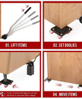 Step-by-step process using Furniture Mover Ultra with 8 Wheels – Upgraded Double-Wheel Design for lifting and moving furniture