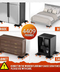 ✝️ Furniture Mover Ultra Plus with 10 Wheels – All-New Double-Wheel Design, Full Carbon Steel Heavy Duty Dolly moving fridge, bed, cabinet, and safe, supports up to 4409 lbs