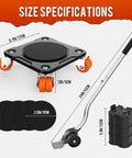Image showing size specifications of ✝️ Furniture Mover Ultra Plus with 10 Wheels – All-New Double-Wheel Design, Full Carbon Steel Heavy Duty Dolly.