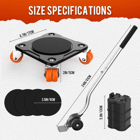 Image showing size specifications of ✝️ Furniture Mover Ultra Plus with 10 Wheels – All-New Double-Wheel Design, Full Carbon Steel Heavy Duty Dolly.