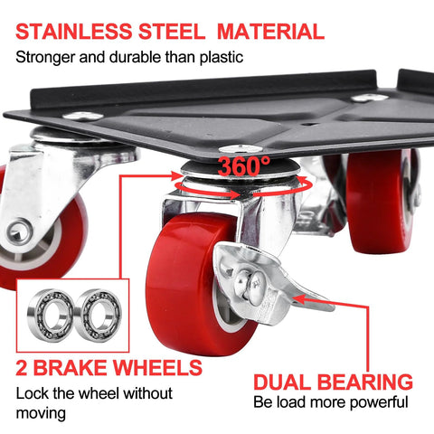 Stainless steel furniture mover with wheels and bearings, part of 4 Pack Heavy Duty Furniture Mover With Wheels Dolly Sliders Set.