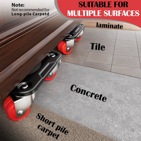 Heavy Duty Furniture Movers With Eight-Wheel Design And Lifter on tile and concrete