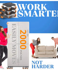 People moving heavy furniture using 2000 lb heavy duty furniture movers with wheels and moving dolly set, lifting sofa and refrigerator.