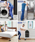 Men using ✝️ 1500LBS Furniture Movers with Wheels, Heavy Duty Furniture Dolly Set to move washing machine, refrigerator, bed, and cabinet.