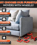 Furniture Lifter Tool & Furniture Moving Sliders Set 360° Rotating Wheels under sofa