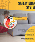 Furniture Moving Dolly Set with 5 Wheel System, Heavy Duty 2300 lb Capacity, safety brake system demo with sofa.