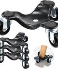 4pcs Furniture Moving Dolly Set with 3 Wheel Steel Tri Dollies showing individual dolly with triangle swivel casters and anti-slip pads.