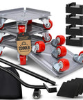 Furniture Moving Dolly Set with 5 Wheel System, Heavy Duty 2300 lb Capacity, includes lifter tool, gloves, storage bag, and swivel casters.