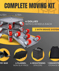 Furniture Moving Dolly Set with 5 Wheel System, Heavy Duty 2300 lb Capacity, includes lifter tool, gloves, and storage bag.