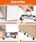 Steps using 12 Pcs Furniture Moving Dolly Set, 3 Wheel Steel Tri Dolly Movers with Triangle Swivel Casters and Foam Pads.