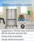Heavy duty wood furniture moving dolly set of 2 with 17.32 x 9.06 inch phenolic resin platform, moving refrigerator and boxes