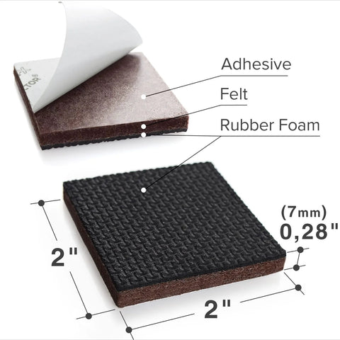Non Slip Furniture Pads For Hard Floors 16 Premium Self Adhesive Rubber Grippers Two Inch Furniture Feet Floor Protectors