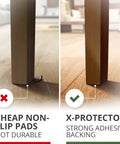 Non Slip Furniture Pads For Hard Floors 16 Premium Self Adhesive Rubber Grippers Two Inch Furniture Feet Floor Protectors shown installed
