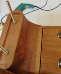 Wood panel with iron bolts from Four In One M8 Panel Furniture Connectors Kit Six Pieces For Wardrobe Table And Bed Assembly