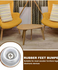 Non Slip Rubber Feet Bumpers for Cutting Boards and Furniture, 10 Pack With Stainless Steel Screws, Round Clear Feet Pads displayed near chairs and table